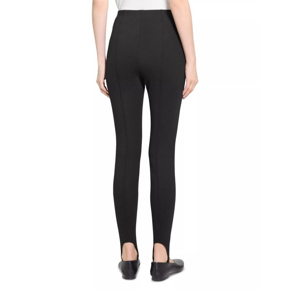 Theory Women Black Viscose Stretch Casual Stirrup Pintuck Slim Pants Size US 0 - Picture 3 of 8